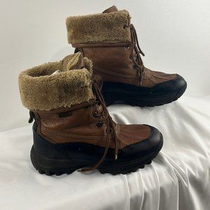 Soft Moc Brown Leather Fold-Over Winter Boots